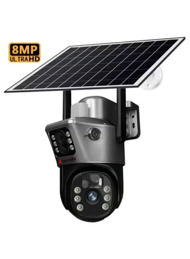 TIGER 4G Wireless Solar Security Camera with Dual Lens & Dual Screen – Outdoor Battery-Powered CCTV with Smart Motion Detection, Night Vision, Auto Tracking & Remote App Control – Weatherproof Surveillance System with Real-Time Alerts & Two-Way Audio - Image 1