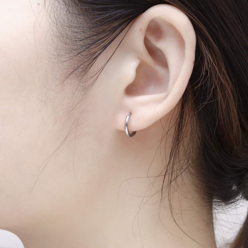 Vishoca Surgical Stainless Steel Thin Hoop Earrings 6mm/8mm/10mm Small Huggie Hoop Earrings for Women and Men (B: Diameter 8mm (4 Color),4 Pairs) - Image 4
