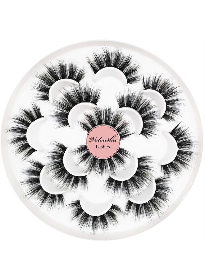 Veleasha 5D Faux Mink Lashes Handmade Luxurious Volume Fluffy Natural False Eyelashes 7 Pairs (Dubai) - Image 1