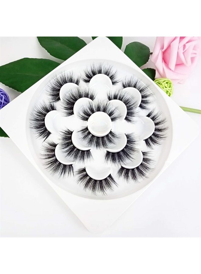 Veleasha 5D Faux Mink Lashes Handmade Luxurious Volume Fluffy Natural False Eyelashes 7 Pairs (Dubai) - Image 4