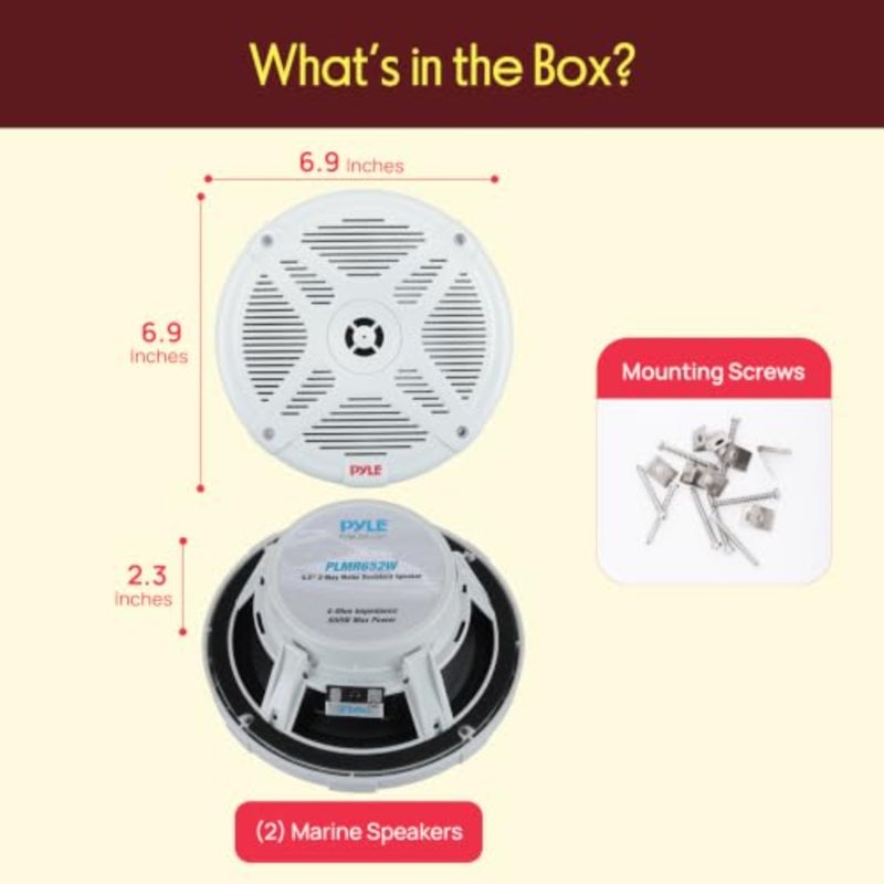6.5 Inch Marine Speakers for Outdoor Boating Use, Polypropylene Cone with Rubber Surround, White, IP-X4 Waterproof and Weather Resistant with 600 Watt Power Handling and Low Profile Design - Image 2