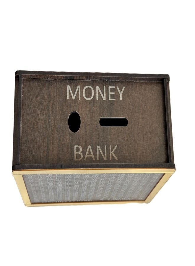 Raystar™ Wooden Money Box for Adult/Kids with Savings Tracker Money Saving Box | Goal-Oriented Money Bank for ₹1,00,000 Saving for Adult & Kids | Smart Piggy Bank for Home Savings (Golden) - Image 4