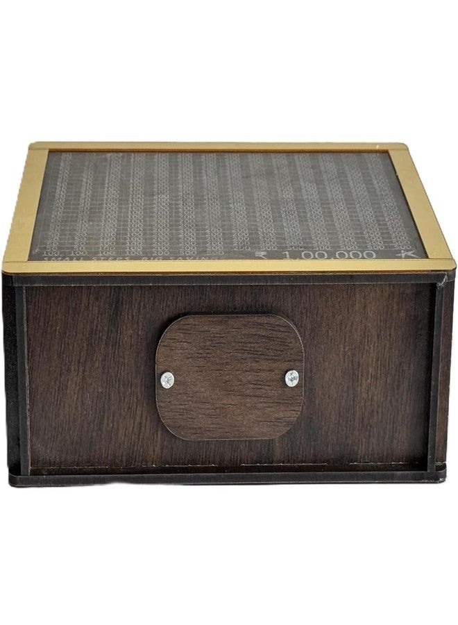 Raystar™ Wooden Money Box for Adult/Kids with Savings Tracker Money Saving Box | Goal-Oriented Money Bank for ₹1,00,000 Saving for Adult & Kids | Smart Piggy Bank for Home Savings (Golden) - Image 5