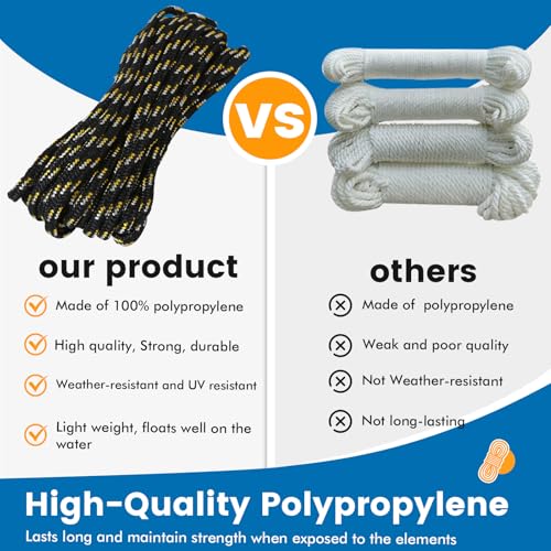 Maxworks MaxxHaul 50228 Diamond Braided Rope of 1/4" x 25' Extra Strength-Sunlight and Weather Resistant, Multicolor - Image 2