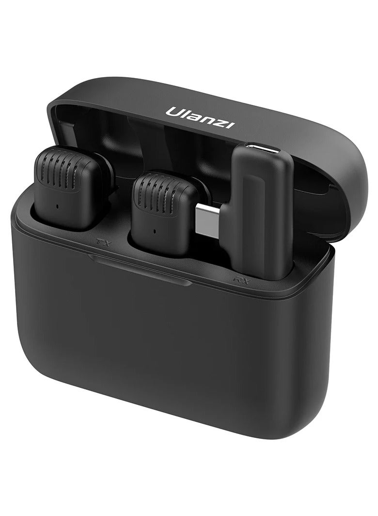 Ulanzi Ulanzi J12 Wireless Lavalier Microphone for USB-C Phones – 2-in-1 Plug & Play Mic with Charging Case, 20m Range, Bluetooth, Ideal for Video Recording, Interviews, Vlogging & YouTube  - Image 1