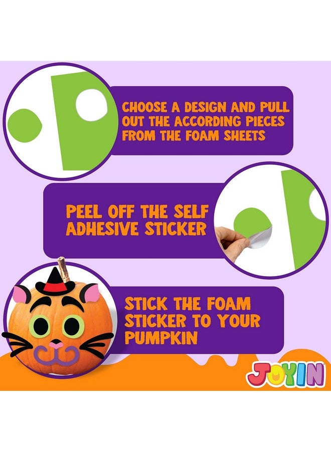 JOYIN 18 Packs Halloween Craft Foam Stickers, Arts Activities Party Supplies, Kids Party Favors, Pumpkin Decorating Kit, Jack O Lantern Face Sticker in 6 Funny Designs, Pumpkin Decor School Game - Image 3