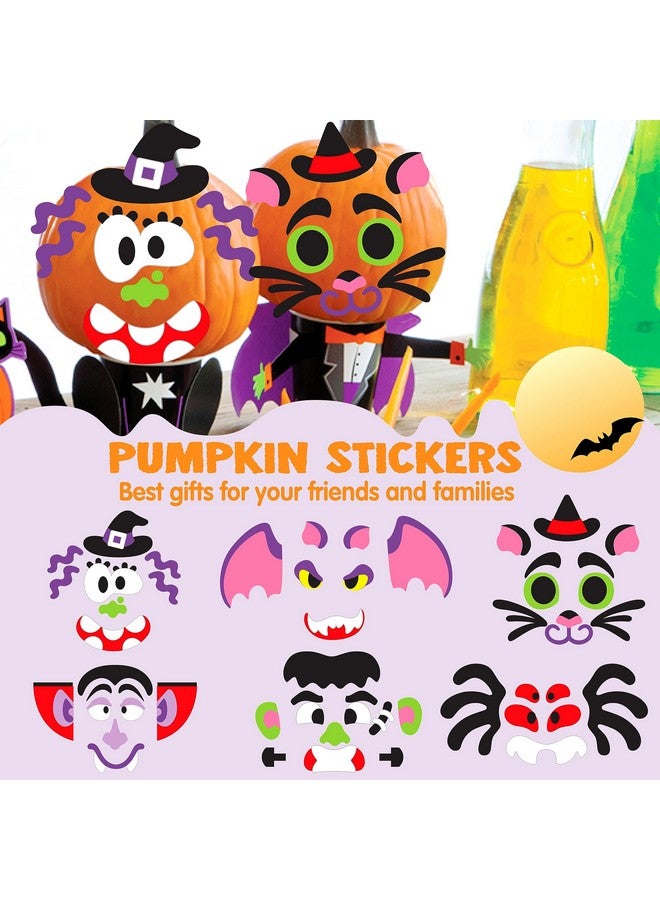 JOYIN 18 Packs Halloween Craft Foam Stickers, Arts Activities Party Supplies, Kids Party Favors, Pumpkin Decorating Kit, Jack O Lantern Face Sticker in 6 Funny Designs, Pumpkin Decor School Game - Image 4