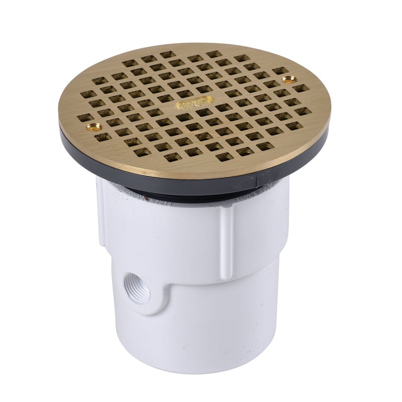 Oatey 3 in. or 4 in. PVC General Purpose Drain with 6 in. BR Grate - Image 1