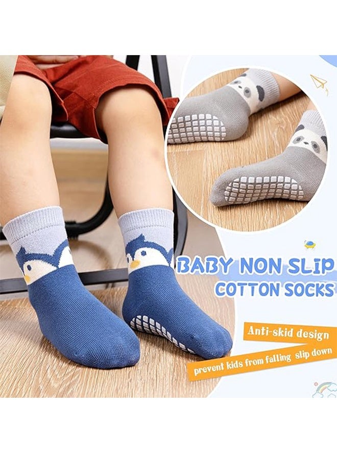 Baby Non Slip Socks Toddler Boys Girls Grips Cotton Anti Skids Crew Cute Cartoon Infant Socks for 1-3 years toddlers (5 Pairs) - Image 5