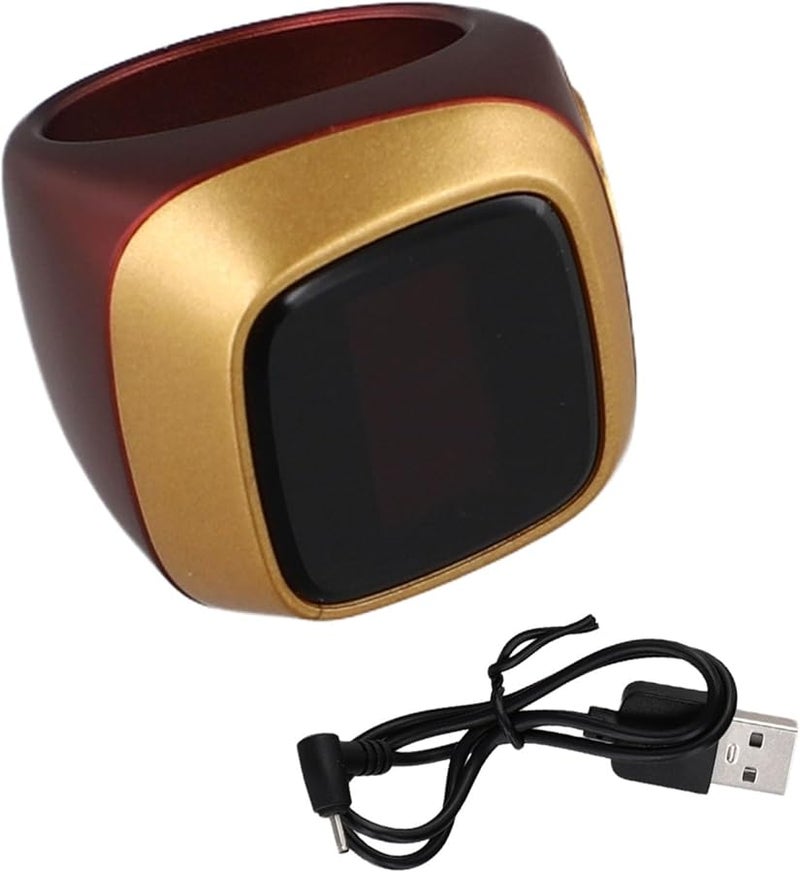 Smart Ring with Display Waterproof Digital Tasbih Counter Vibration Prayer Time Reminder 18mm Curry Color - Image 4