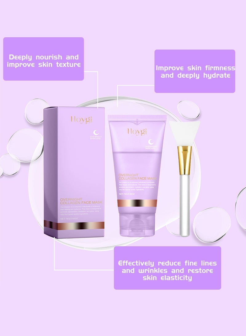هويجي كريم التغليف الليلي بالكولاجين، قناع للنوم طوال الليل لتقليل التجاعيد والخطوط الدقيقة والحفاظ على مرونة الجلد - Image 3