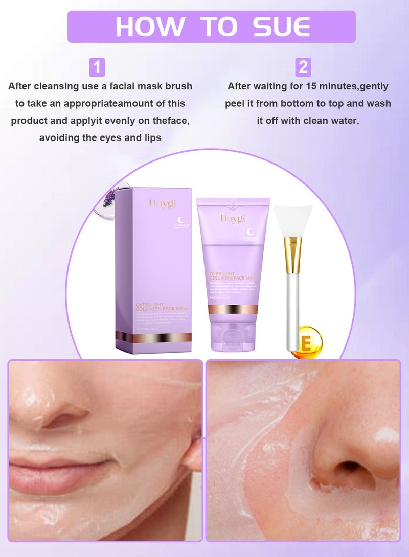 هويجي كريم التغليف الليلي بالكولاجين، قناع للنوم طوال الليل لتقليل التجاعيد والخطوط الدقيقة والحفاظ على مرونة الجلد - Image 4