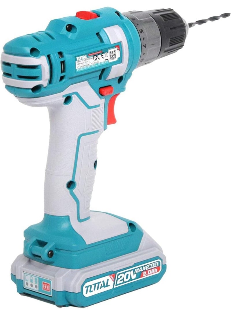TOTAL TOTAL 20V Lithium-Ion Impact Drill  TIDLI20152  2x 2.0Ah Batteries + Accessories  Super Series - Image 2