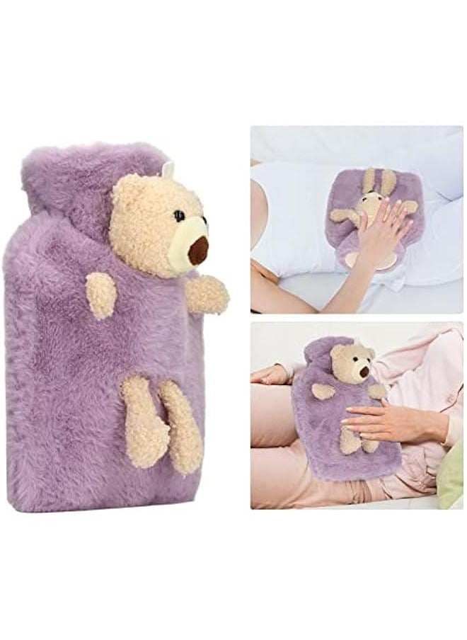 Cute Cartoon Bear Hot Water Bottle with Stuffed Animal Cover, Multifunctional Wide Mouth 1000ml Capacity Warm Water Bag for Home and Office.