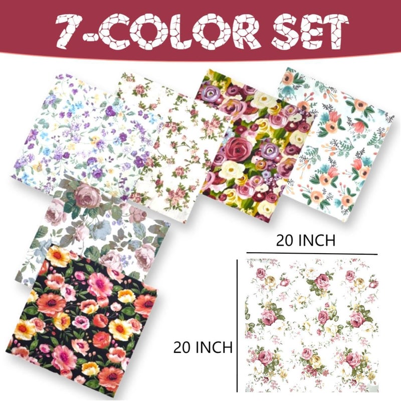 VUFVOID High-Grade Cotton Quilting Fabric Bundle, 100% Cotton Floral Print Patchwork Material for DIY Sewing, Cushions, Crafts, Machine Washable, Multi-Color Patterns (Flower, 20 * 20'') - Image 2