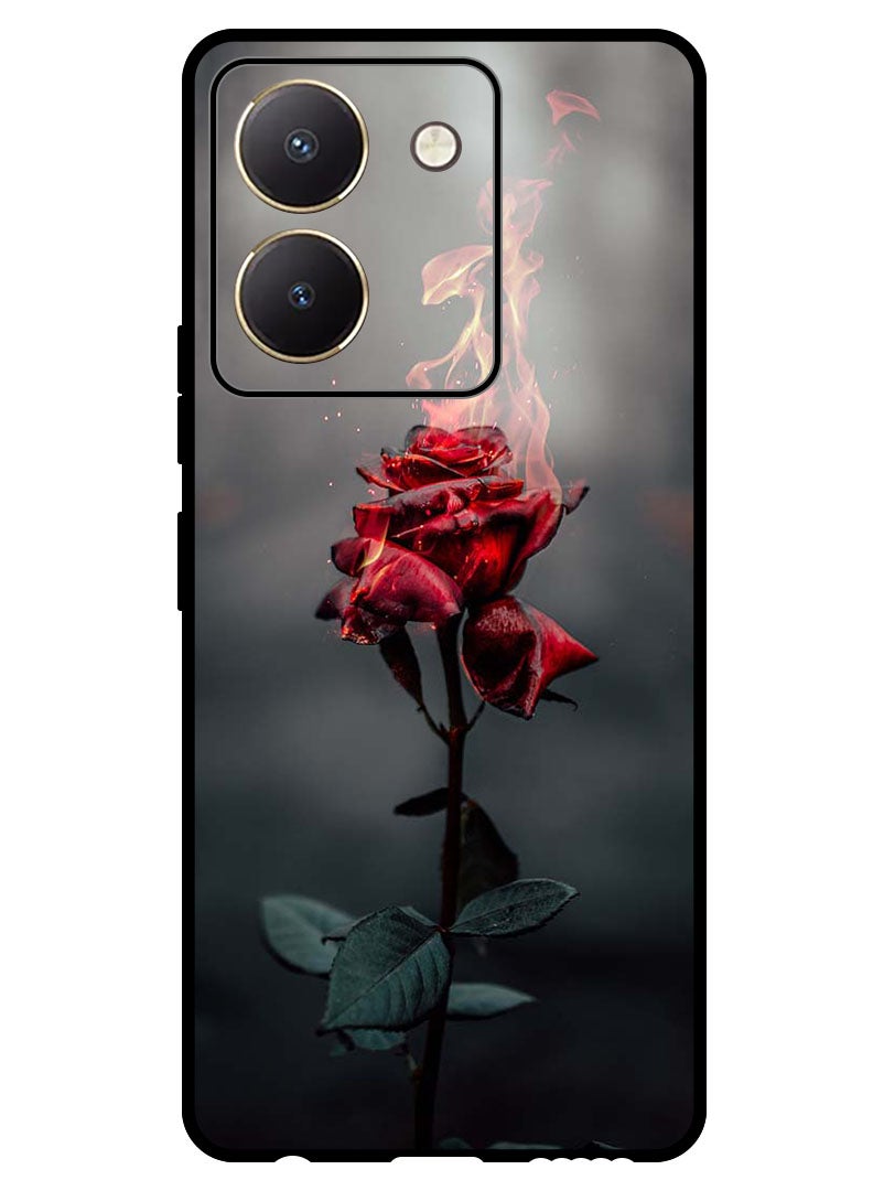 Theodor Protective Case Anti Scratch Shock Proof Bumper Cover For Vivo Y27s Burning Red Rose - Image 1