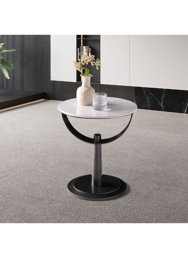 DANUBE HOME Dustin End Table Multifunctional Living Room Side Table Modern Design Furniture For Home Living Rooml45Xw45Xh56Cm-White/Gunmetal Black  - Image 1
