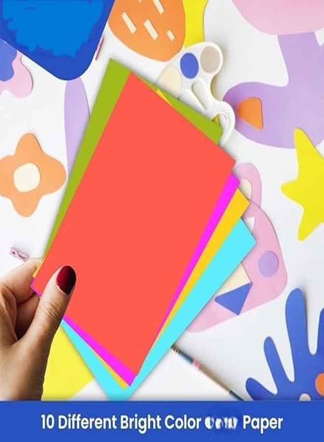 QUAKEL 100 pcs Color A4 Medium Size Sheets(10 Sheets Each Color) Art and Craft Paper Double Sided Colored(Length -27.5 cm Width - 20.3 cm) A4 90 gsm Coloured Paper (Set of 100, Multicolor) - Image 2