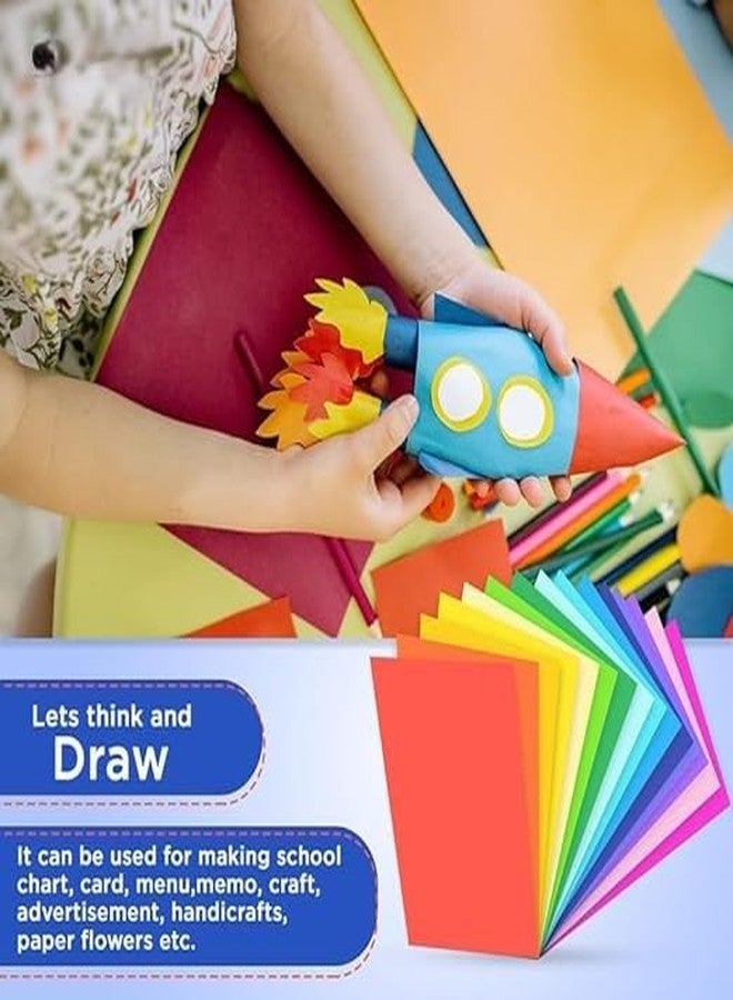 QUAKEL 100 pcs Color A4 Medium Size Sheets(10 Sheets Each Color) Art and Craft Paper Double Sided Colored(Length -27.5 cm Width - 20.3 cm) A4 90 gsm Coloured Paper (Set of 100, Multicolor) - Image 3