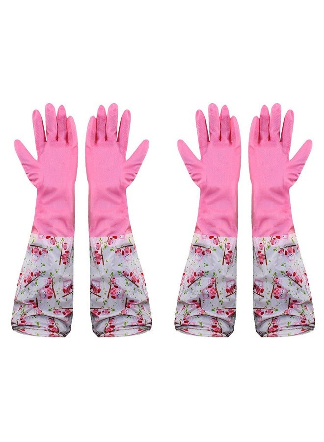 HOKIPO HOKIPO Reusable Free Size Hand Gloves for Kitchen and Household Use, Long Elbow Length - 2 Pair - Image 1