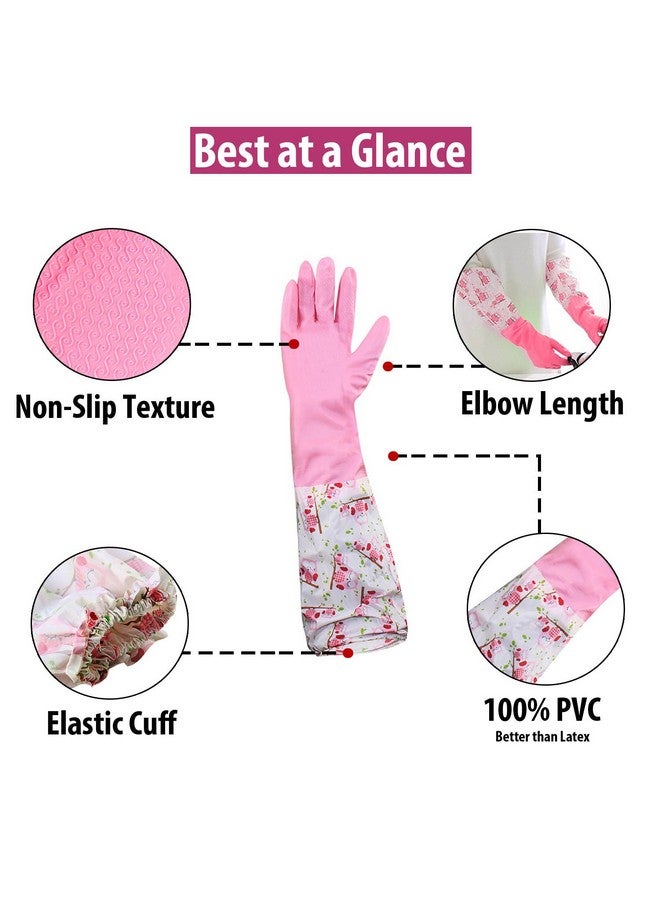 HOKIPO HOKIPO Reusable Free Size Hand Gloves for Kitchen and Household Use, Long Elbow Length - 2 Pair - Image 4