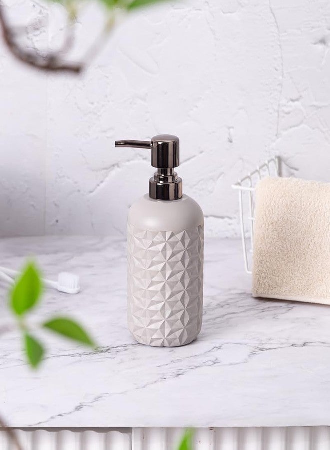 Panço Pano polyresin Bathroom Set of 4 Pcs - Soap Dispenser,Tumbler, Soap Dish, Brush Holder for Bathroom Decor and Home Gift Set (Metal Grey) - Image 3