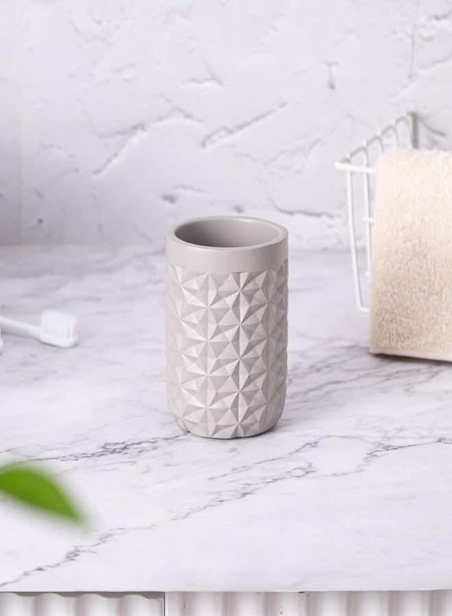 Panço Pano polyresin Bathroom Set of 4 Pcs - Soap Dispenser,Tumbler, Soap Dish, Brush Holder for Bathroom Decor and Home Gift Set (Metal Grey) - Image 4