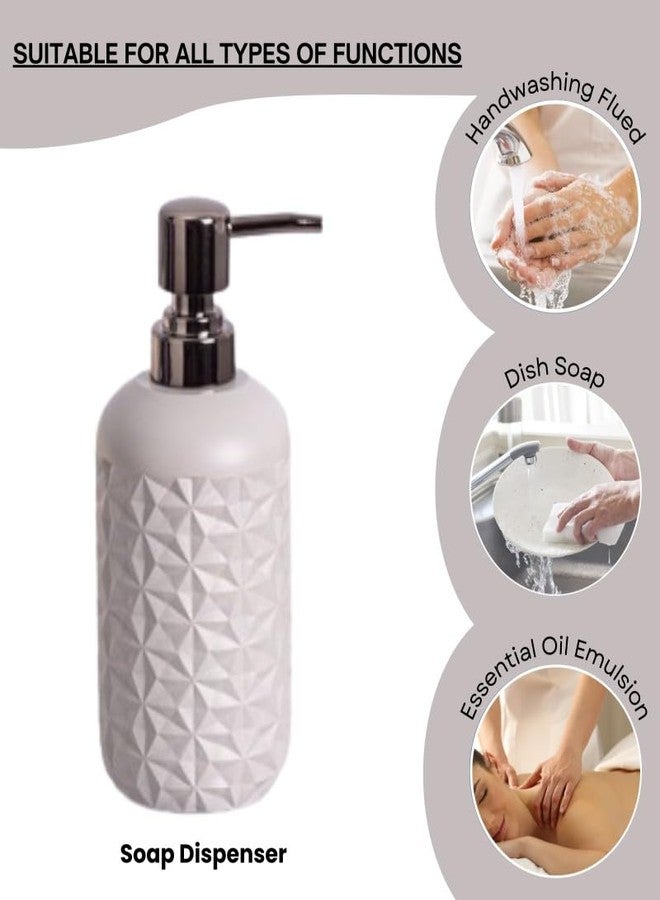 Panço Pano polyresin Bathroom Set of 4 Pcs - Soap Dispenser,Tumbler, Soap Dish, Brush Holder for Bathroom Decor and Home Gift Set (Metal Grey) - Image 5