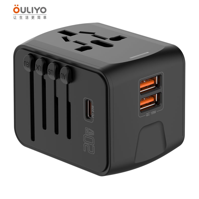 New Smart Recognition Output Converter Plug with 3 USB + TYPE-C for International Travel, Business, and Study Abroad