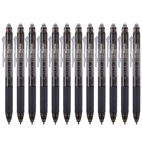 ParKoo Retractable Erasable Gel Pens Clicker Fine Point 0.7 mm, No Need for White Out, Black Ink for Completing Sudoku and Crossword Puzzles, 12-pack - Image 1
