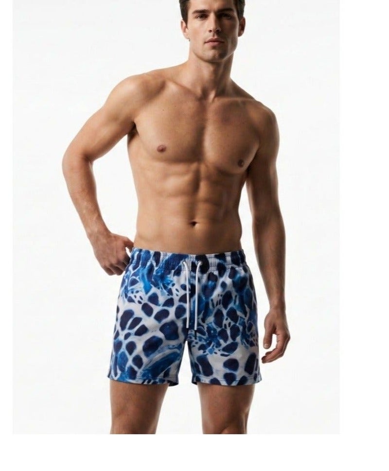 Pavone Men's Abstract Blue Swim Shorts - Image 2