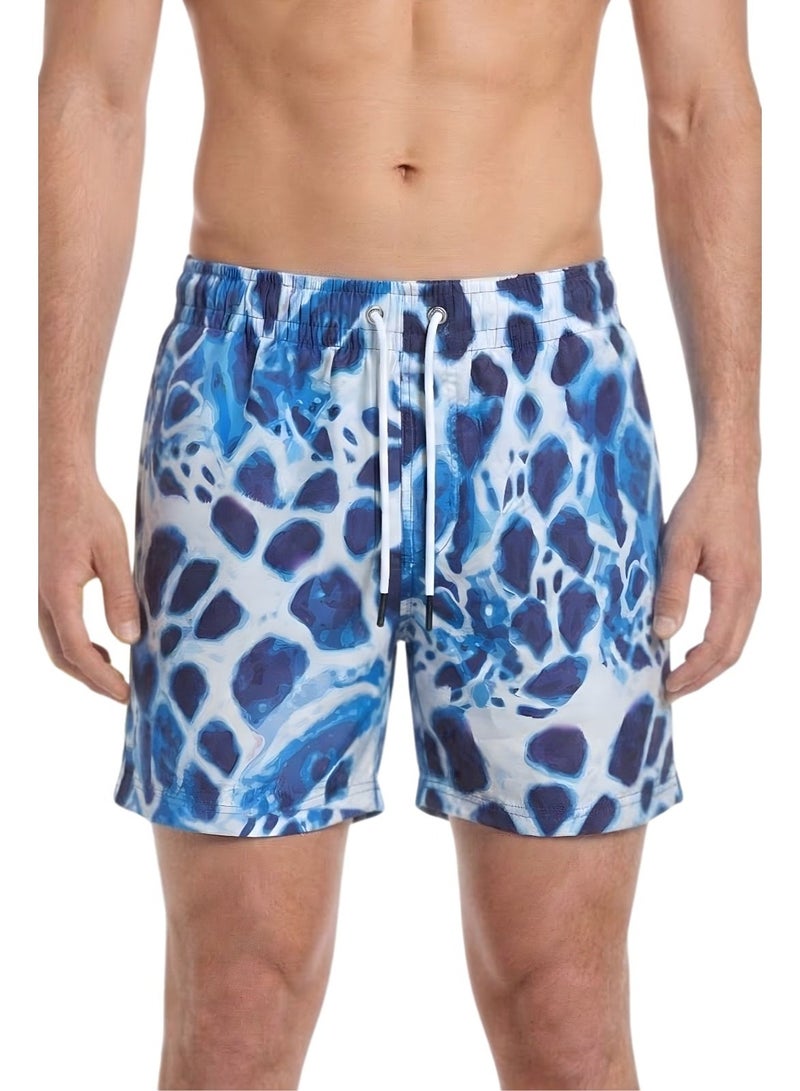 Pavone Men's Abstract Blue Swim Shorts - Image 3