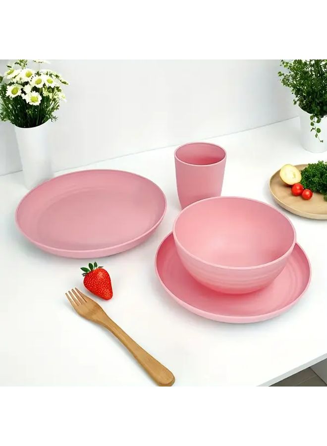 Pink 4 Piece PP Plastic Cutlery Set With Box Unbreakable Reusable - Image 2