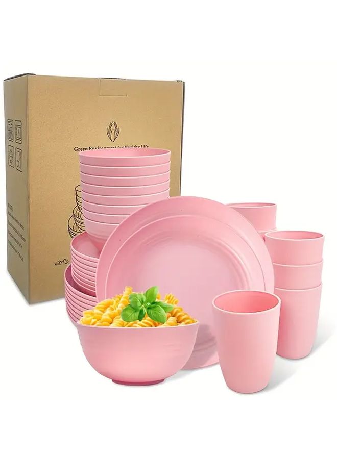 Pink 4 Piece PP Plastic Cutlery Set With Box Unbreakable Reusable - Image 1