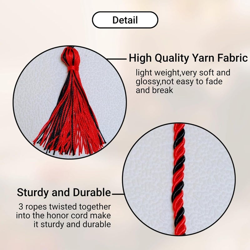 UIALECG Graduation Honor Cords, 68" Long (Black/Red) - Image 4