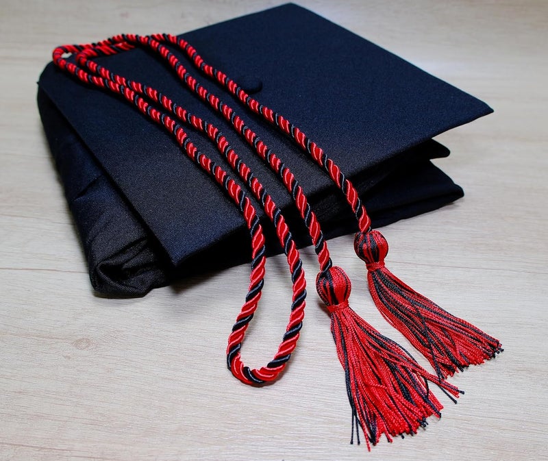 UIALECG Graduation Honor Cords, 68" Long (Black/Red) - Image 3