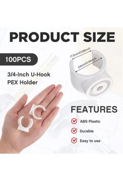 KASTWAVE PEX Pipe Clamps Holder - Secure Your Pipes with 50 Packs 1/2 Inch ,16 mm Pipe Clamp Pipe Holder PEX Tubing Clamps PVC Water Pipe Support Hangers U-Hook Plastic Pipe Clamp Tools  - Image 3