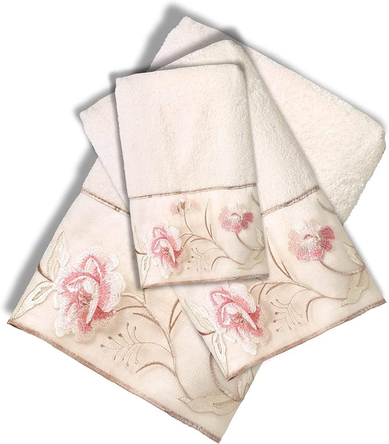 Popular Bath Dublin Rose Towel Set Beige