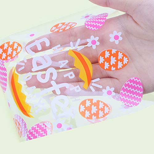 VEYLIN 120Pcs Easter Cellophane Goodie Bags, Plastic Easter Treat Bags Candy Cookie Bags with 150pcs Twist Ties 5” x 11” - Image 4