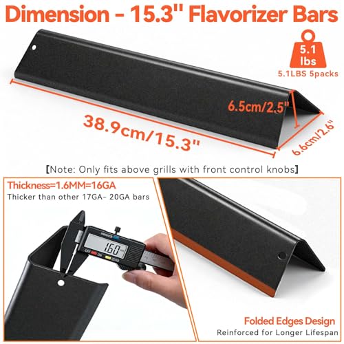 FORYEYC Spirit e310 7636 Flavorizer Bars & 69787 Grill Burner for Weber Spirit and Spirit II 300 Series E310 E320 E330 S310 S320 S330 68950 with Front Control, Grill Parts 15.3" Heat Plate, 18" Burner Tube - Image 5