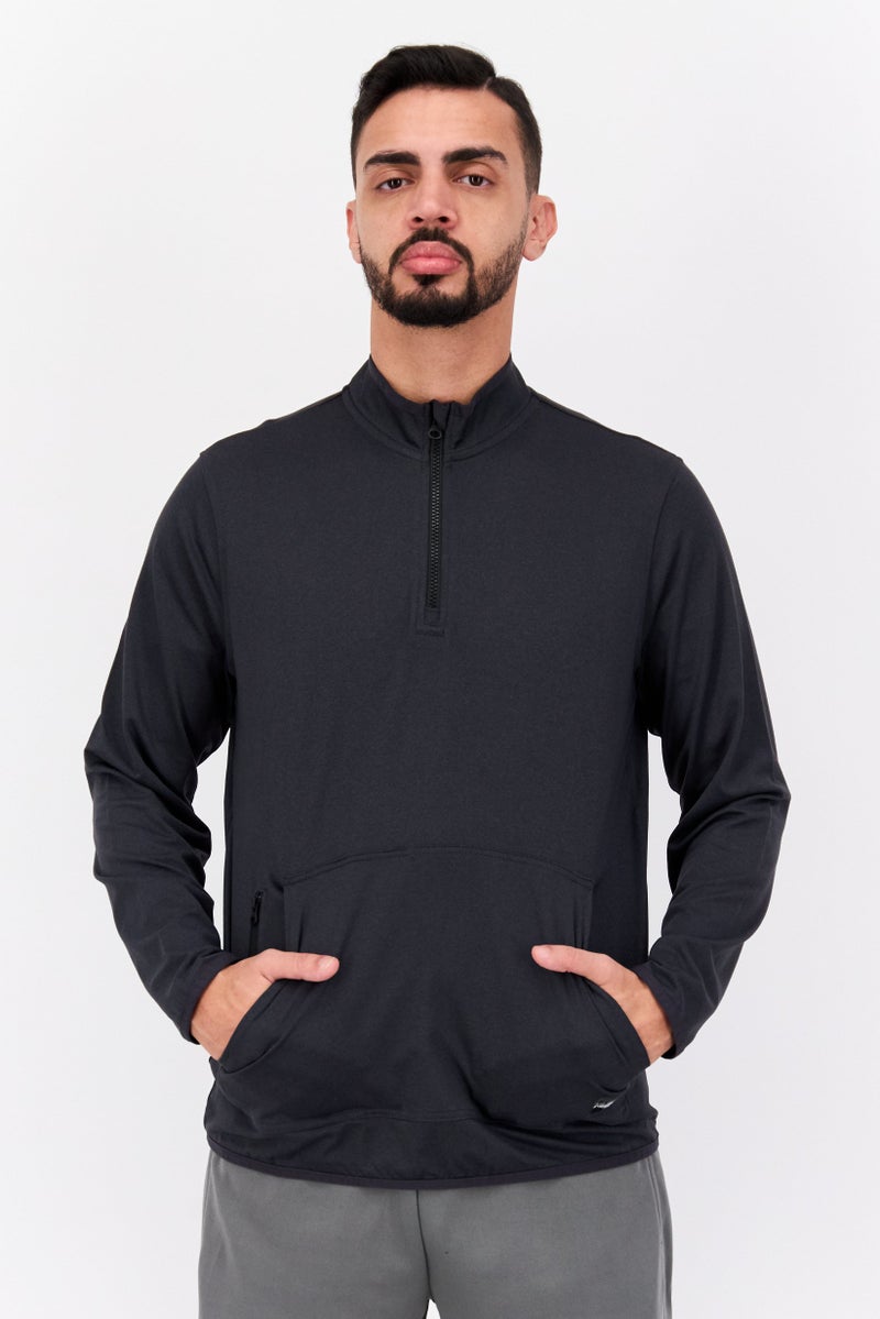 Hurley Men Mid Collar Plain Long Sleeves Sweatshirt, Black  - Image 1