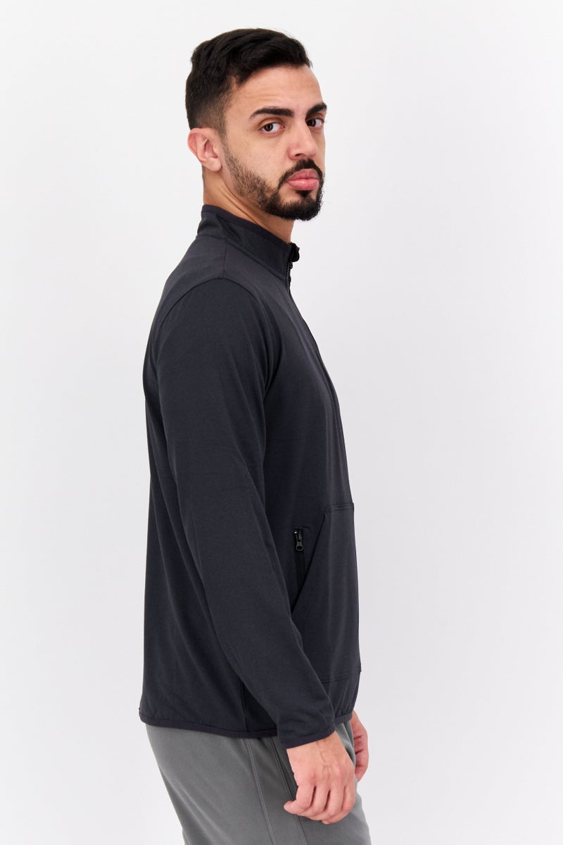 Hurley Men Mid Collar Plain Long Sleeves Sweatshirt, Black  - Image 2