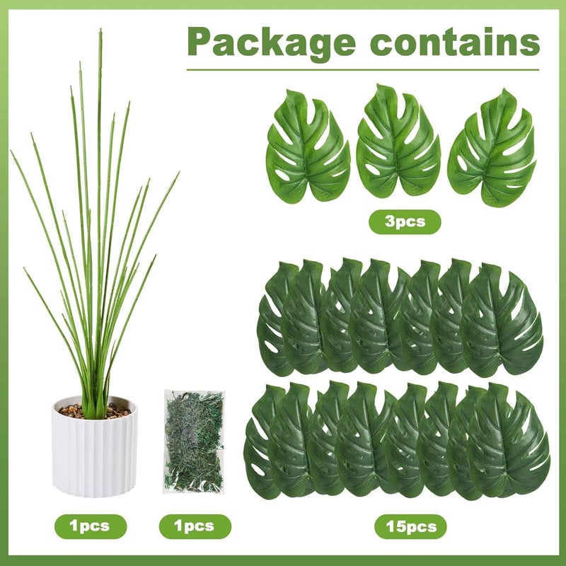 Guheake Classic trendy design picks 28" Fake Plants Large, Artificial Monstera Faux Plants Indoor Tall for Floor Home Office Farmhouse Bedroom Decor Dust tight seal - Image 3