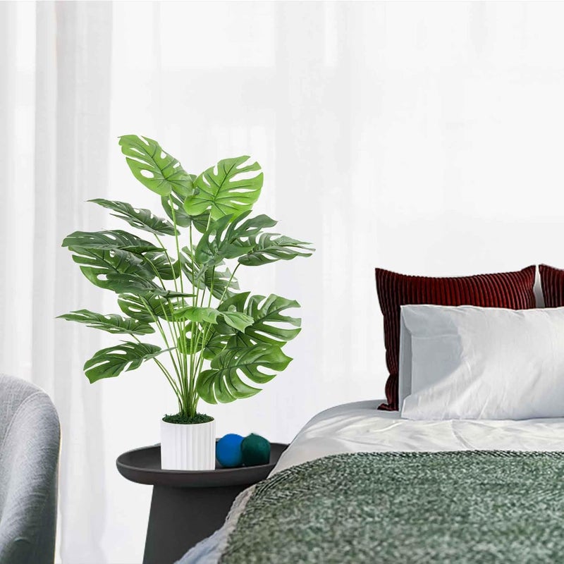 Guheake Classic trendy design picks 28" Fake Plants Large, Artificial Monstera Faux Plants Indoor Tall for Floor Home Office Farmhouse Bedroom Decor Dust tight seal - Image 5