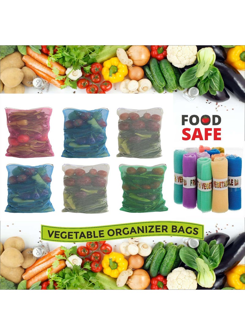 Sio SIO Eco Friendly Produce Fridge Storage Bags Reusable Mesh Net Vegetable Storage Bags for Fridge Vegetable Fruit Bag for Grocery Shopping Washable Reusable ziplock bags 6  - Image 4