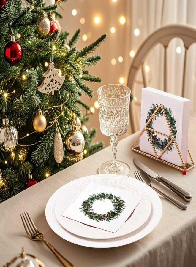 مجموعة مناديل ورقية من WRAPAHOLIC، 50 قطعة، بتصميم إكليل التوت، مناسبة لعيد الميلاد - مناديل كوكتيل ثلاثية الطبقات للاستخدام مرة واحدة، مثالية لحفلات عيد الميلاد، وأدوات المائدة، ومناشف تزيينية لحفلات أعياد الميلاد - 5 × 5 بوصة - Image 4