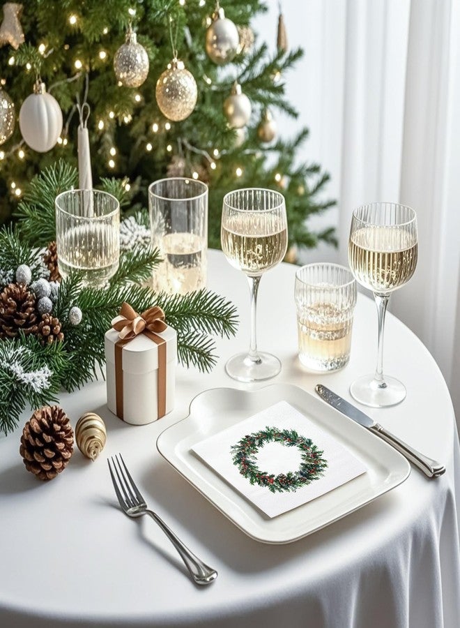 مجموعة مناديل ورقية من WRAPAHOLIC، 50 قطعة، بتصميم إكليل التوت، مناسبة لعيد الميلاد - مناديل كوكتيل ثلاثية الطبقات للاستخدام مرة واحدة، مثالية لحفلات عيد الميلاد، وأدوات المائدة، ومناشف تزيينية لحفلات أعياد الميلاد - 5 × 5 بوصة - Image 5