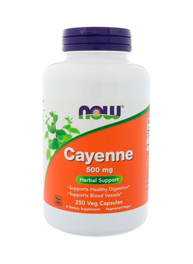 Now Foods Cayenne Herbal Support Dietary Supplement 500mg - 250 Capsules - Image 1