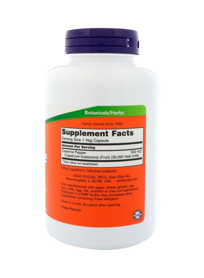 Now Foods Cayenne Herbal Support Dietary Supplement 500mg - 250 Capsules - Image 2