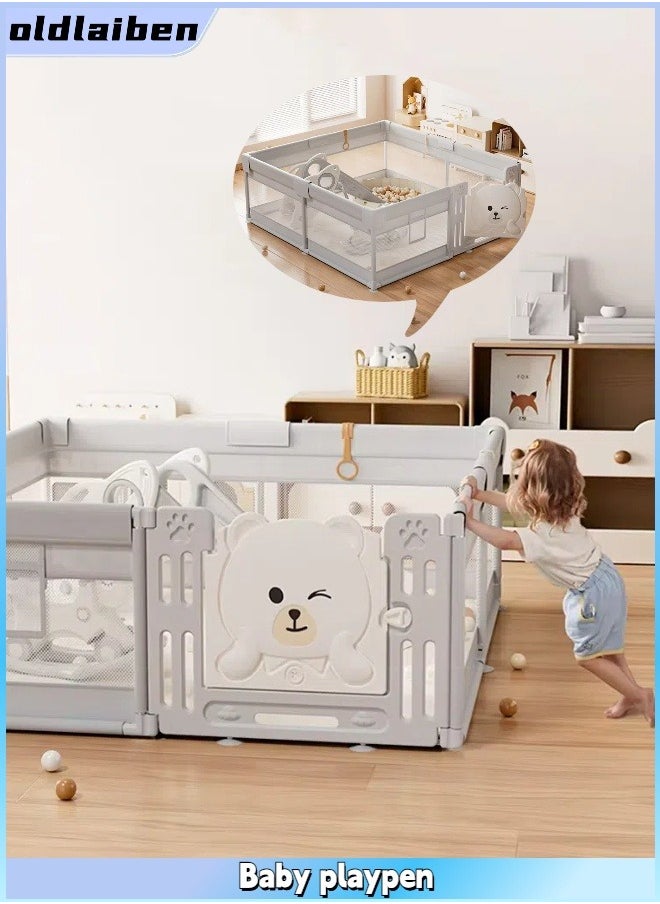 oldlaiben Children's Play Fences, Baby fences, Home safety fences with New Safe Gate Design, Safety Infant Activity Center, Sturdy Play Area, Perfect Child's Gift, 180*200CM  - Image 1